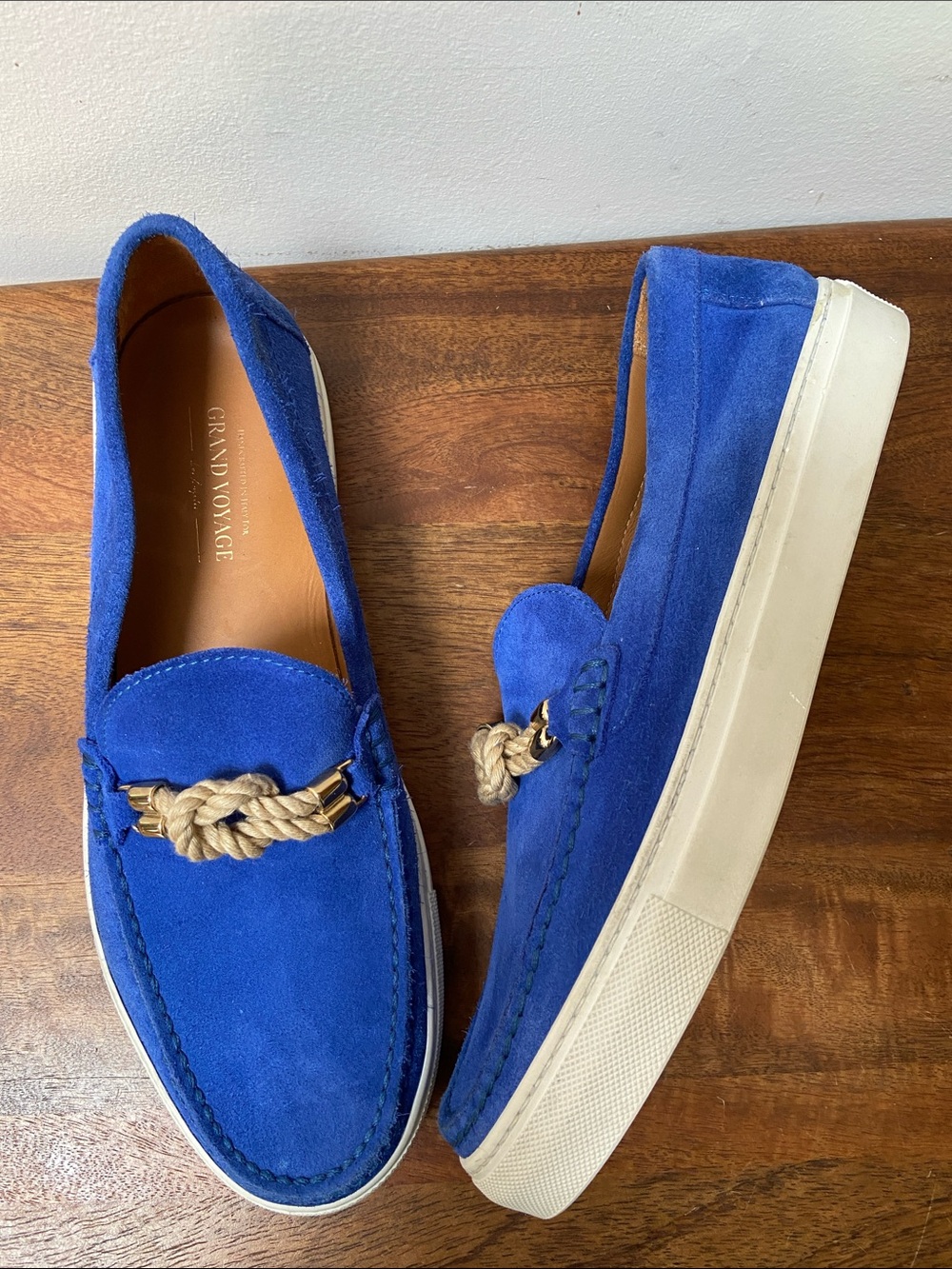 Grand Voyage Bitton Slip-On Suede Loafer in Mykonos Blue with Rope Accent - Men